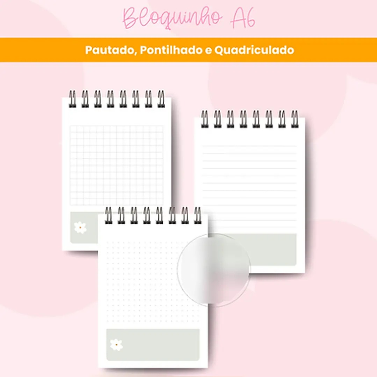 Arquivo Bloquinho A6 - Pautado - Pontilhado - Quadriculado 5