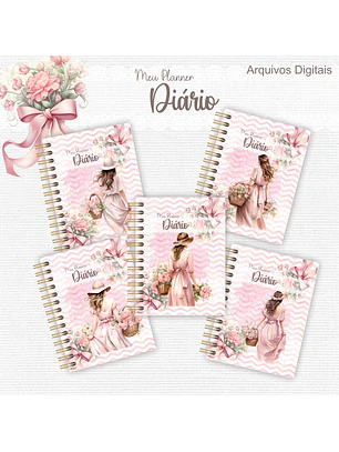Arquivo Encadernação Planner Floral Rosê 