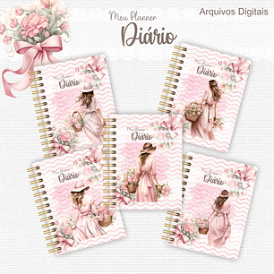 Arquivo Encadernação Planner Floral Rosê 
