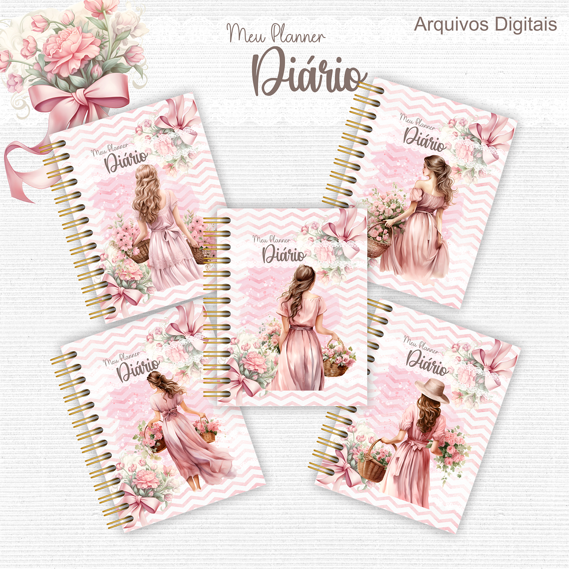 Arquivo Encadernação Planner Floral Rosê  3