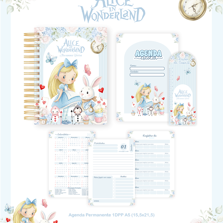 Arquivo Encadernação Escolar 2026 Alice no Pais das Maravilhas 2