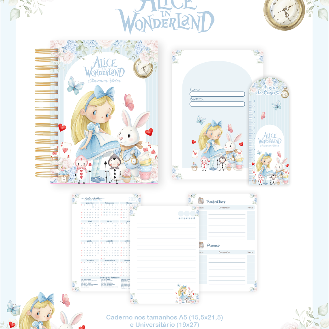 Arquivo Encadernação Escolar 2026 Alice no Pais das Maravilhas 4