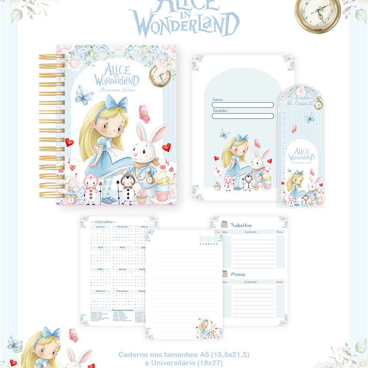 Arquivo Encadernação Escolar 2026 Alice no Pais das Maravilhas 4