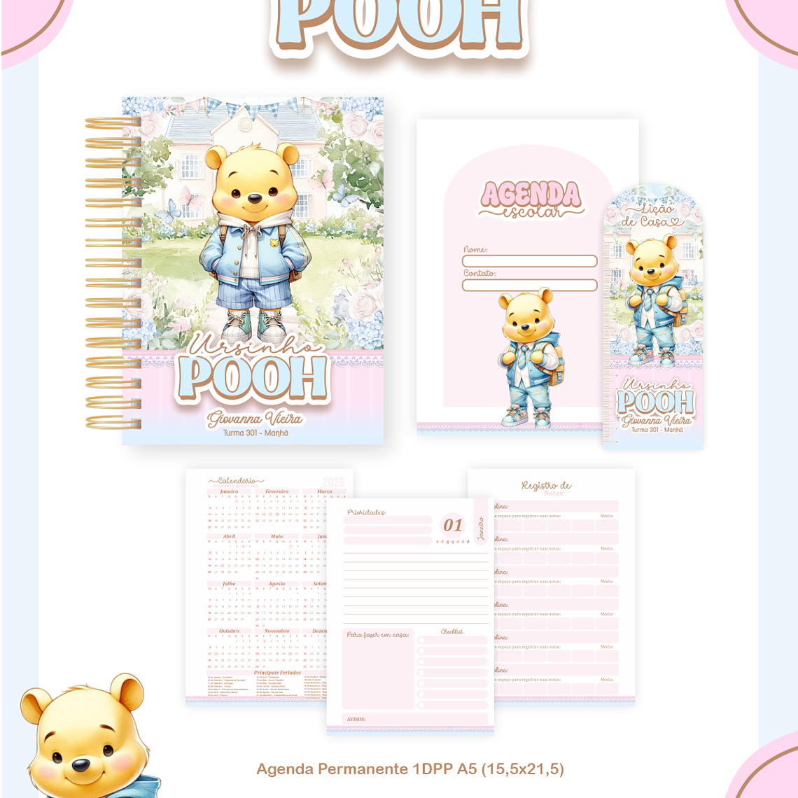 Arquivo Encadernação Escolar 2026  - Ursinho Pooh 2