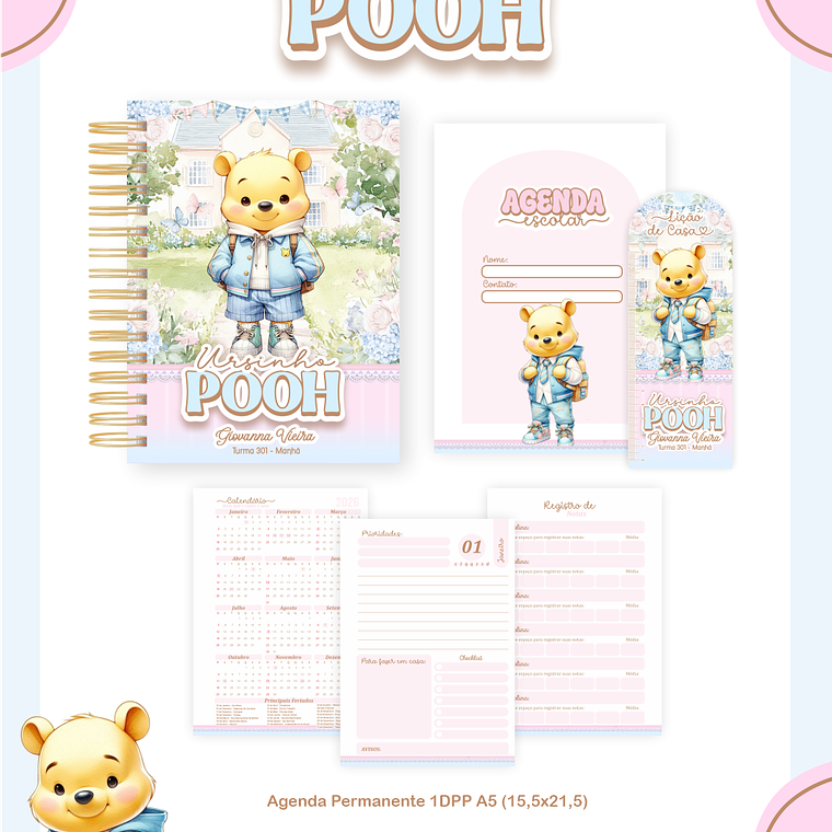 Arquivo Encadernação Escolar 2026  - Ursinho Pooh 2