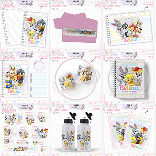 Arquivo Encadernação Kit Escolar - Looney Tunes