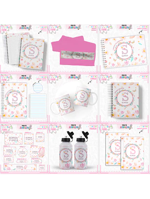 Arquivo Encadernação Kit Escolar - Floral