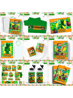 Arquivo Encadernação Kit Escolar - Minecraft