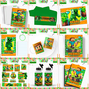 Arquivo Encadernação Kit Escolar - Minecraft