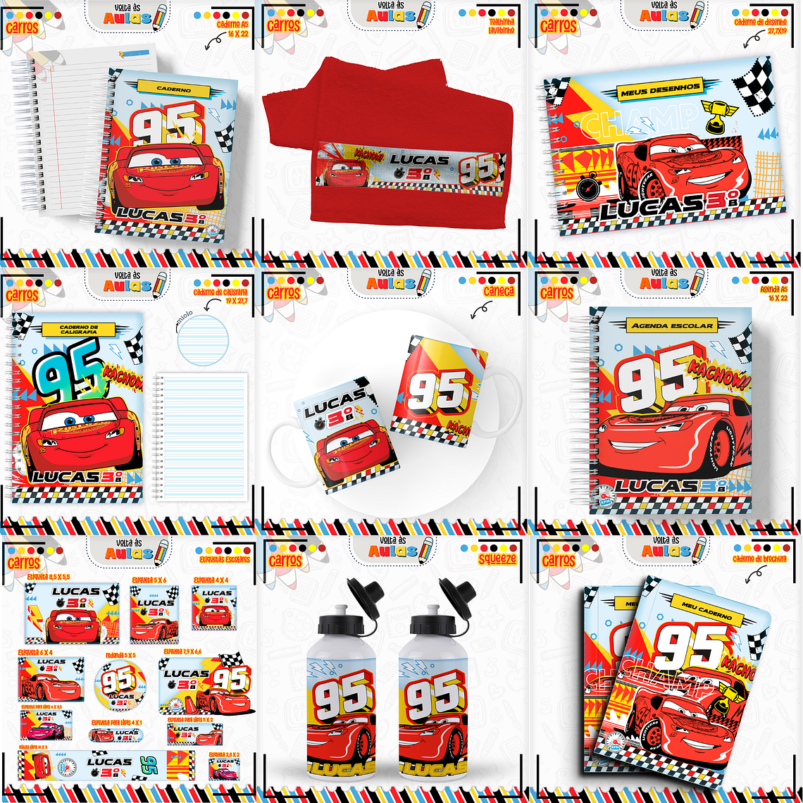 Arquivo Encadernação Kit Escolar - Carros 1