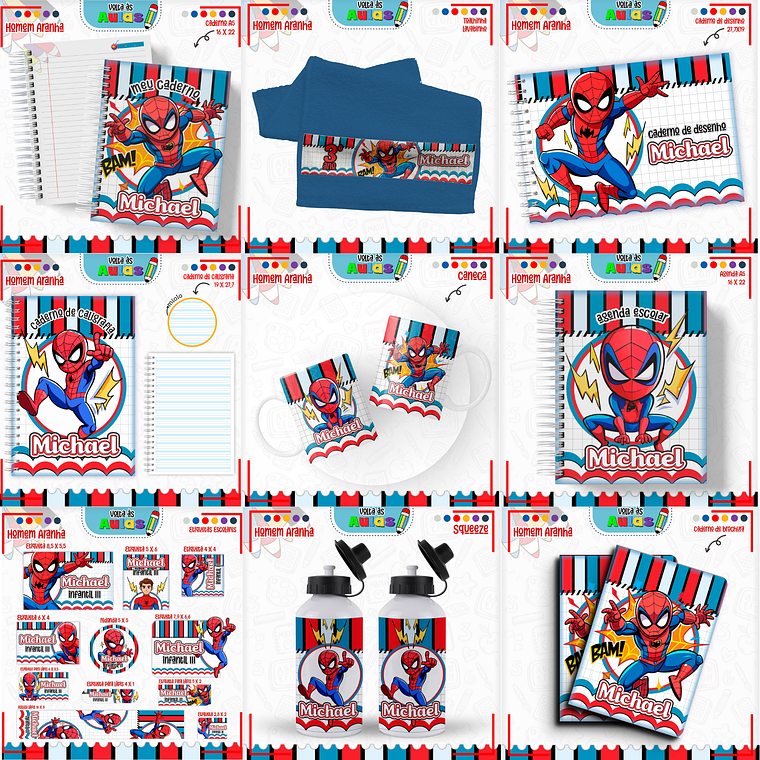 Arquivo Encadernação Kit Escolar - Homem Aranha 1