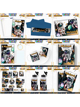 Arquivo Encadernação Kit Escolar - Astronauta