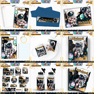Arquivo Encadernação Kit Escolar - Astronauta