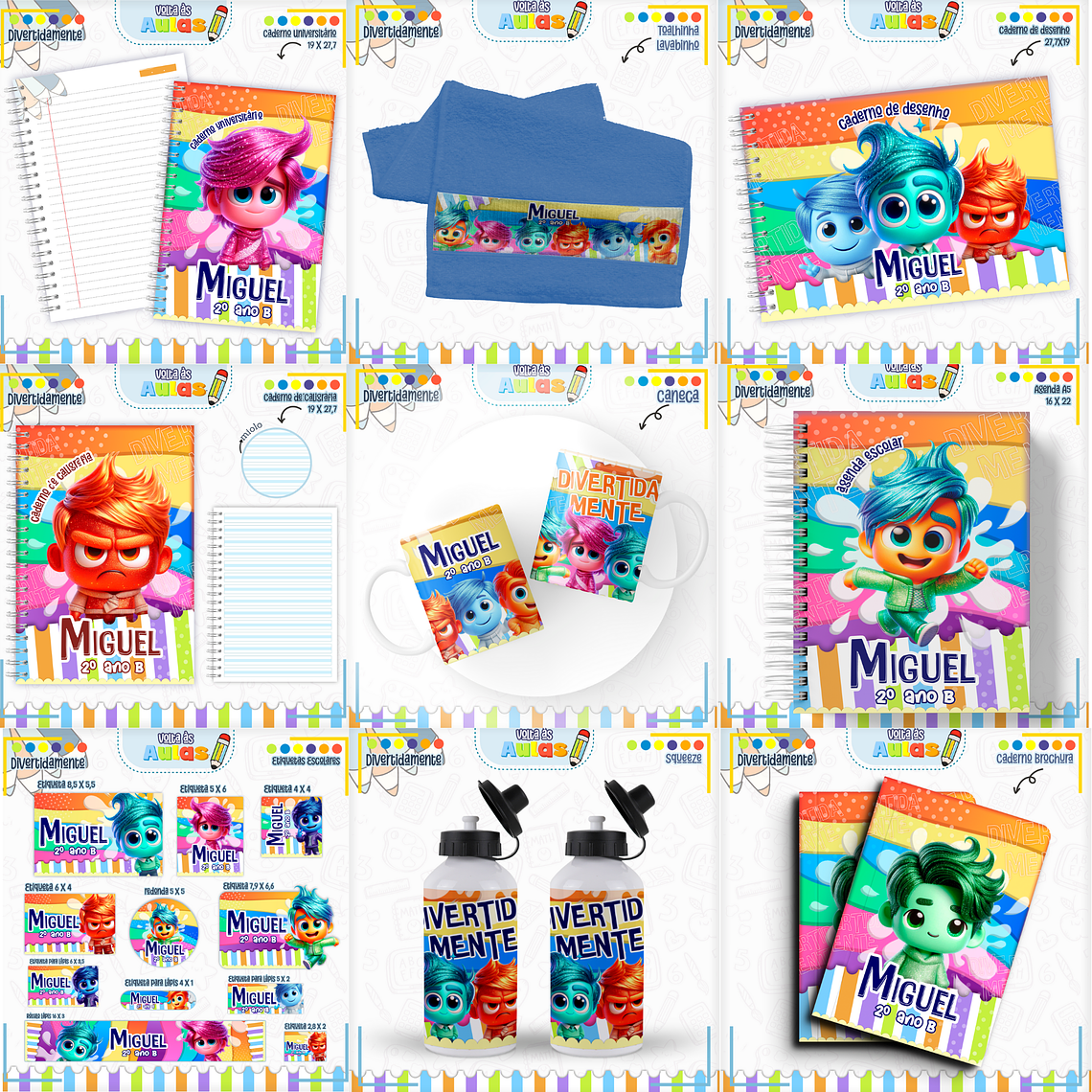Arquivo Encadernação Kit Escolar - Divertidamente 1