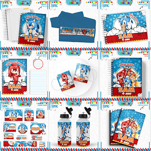 Arquivo Encadernação Kit Escolar - Sonic