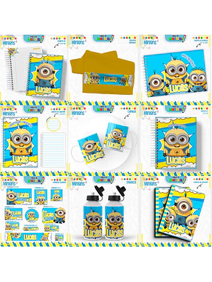 Arquivo Encadernação Kit Escolar - Minions