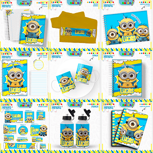 Arquivo Encadernação Kit Escolar - Minions