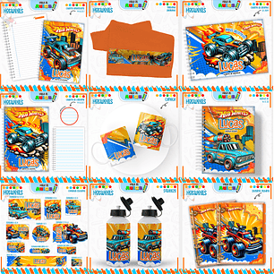 Arquivo Encadernação Kit Escolar - Hotwheels