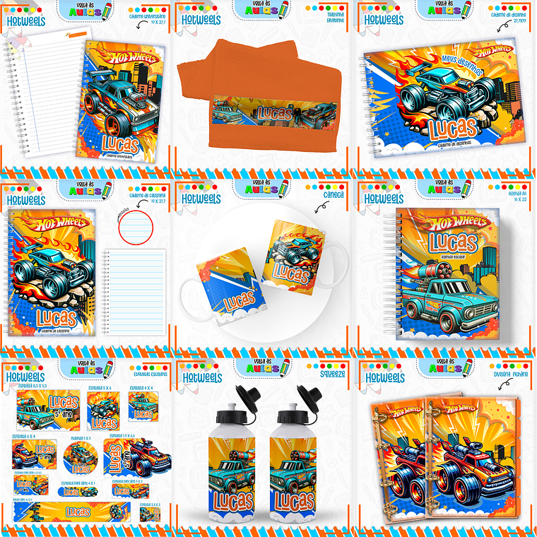 Arquivo Encadernação Kit Escolar - Hotwheels 1