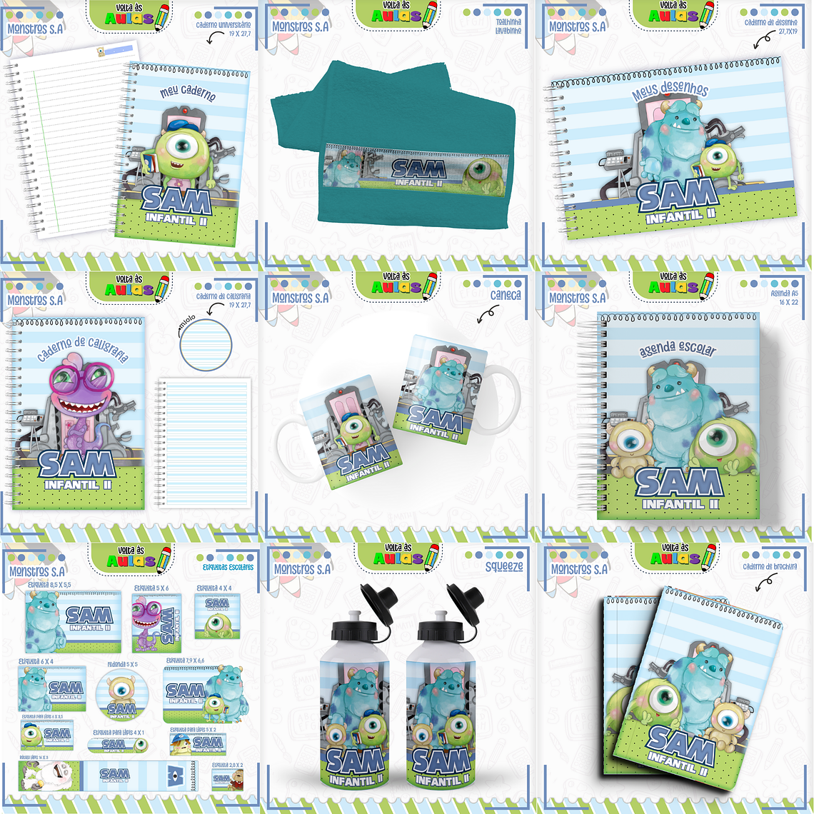 Arquivo Encadernação Kit Escolar - Monstros S.A 1