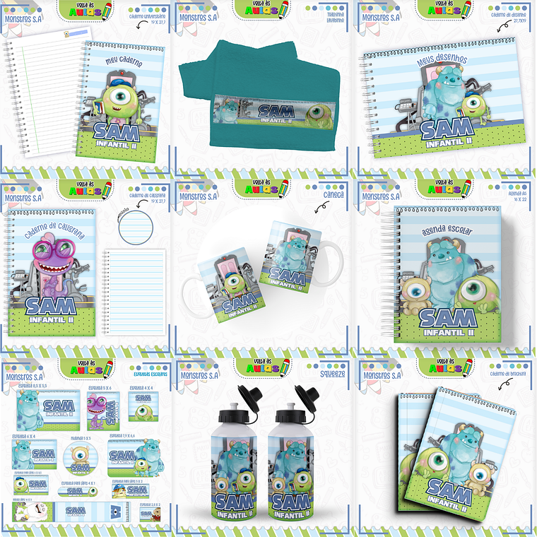 Arquivo Encadernação Kit Escolar - Monstros S.A 1