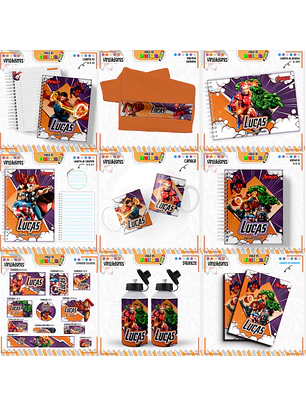 Arquivo Encadernação Kit Escolar - Vingadores