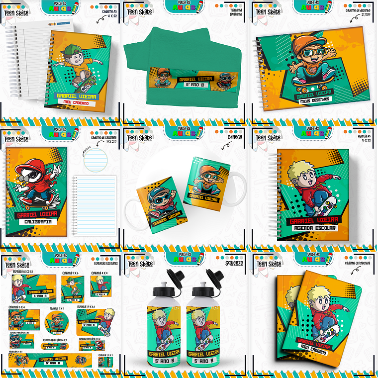 Arquivo Encadernação Kit Escolar - Teen Skate 1