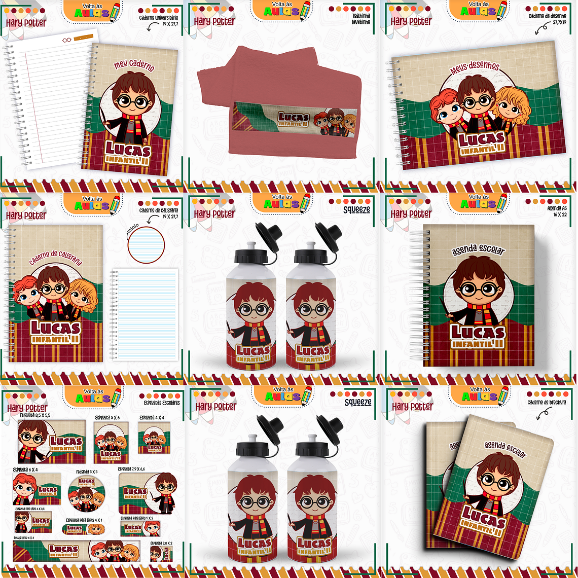 Arquivo Encadernação Kit Escolar - Harry Potter 1