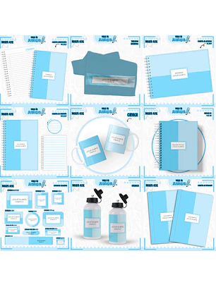 Arquivo Encadernação Kit Escolar - Neutro Azul 