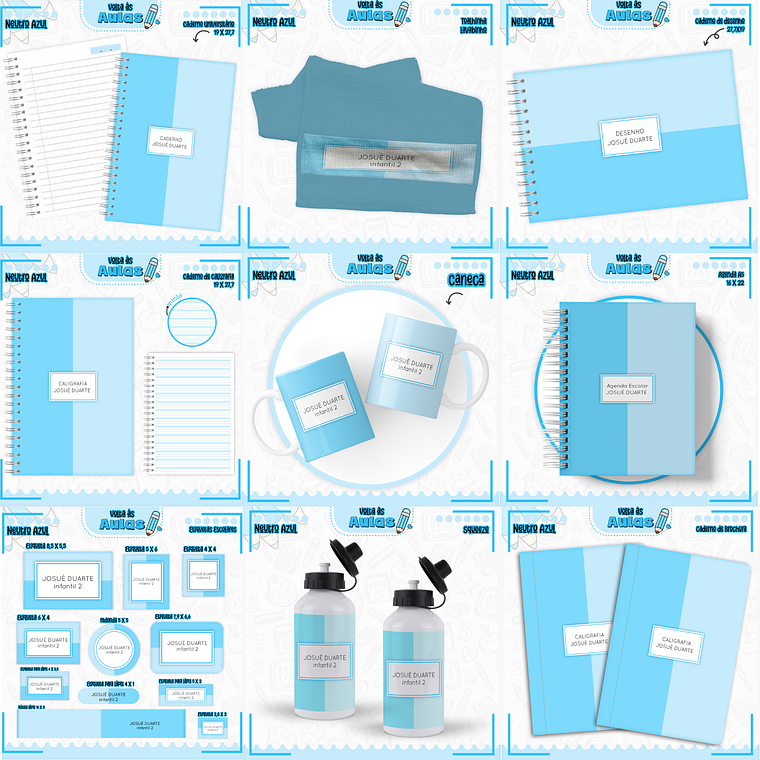 Arquivo Encadernação Kit Escolar - Neutro Azul  1