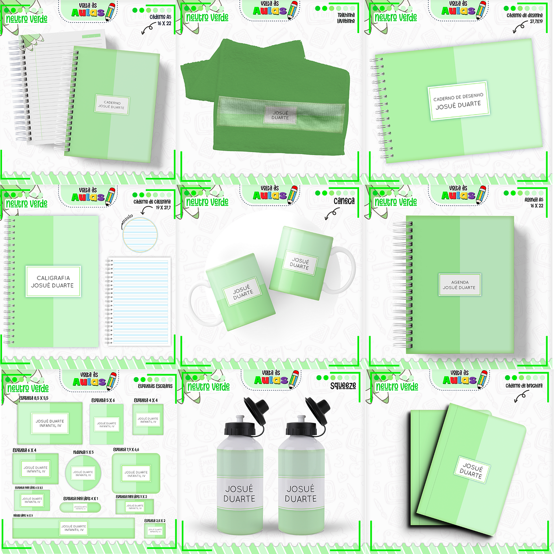 Arquivo Encadernação Kit Escolar - Neutro Verde 1