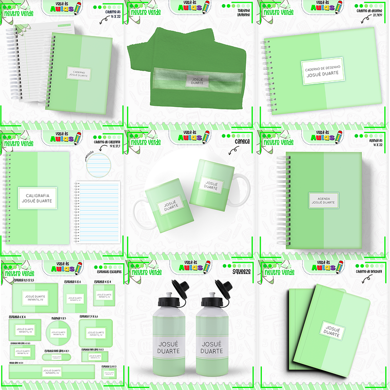 Arquivo Encadernação Kit Escolar - Neutro Verde 1