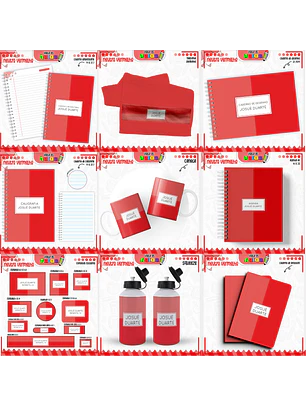 Arquivo Encadernação Kit Escolar - Neutro Vermelho