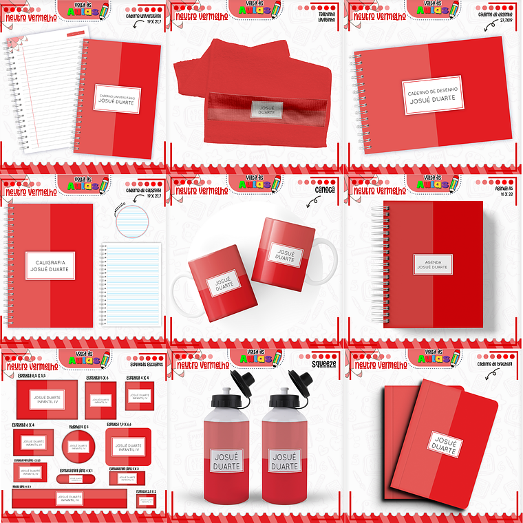 Arquivo Encadernação Kit Escolar - Neutro Vermelho 1