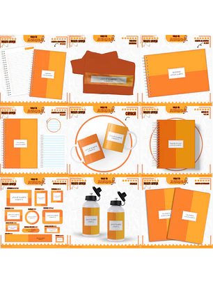 Arquivo Encadernação Kit Escolar - Neutro Laranja