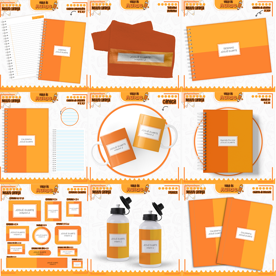 Arquivo Encadernação Kit Escolar - Neutro Laranja 1