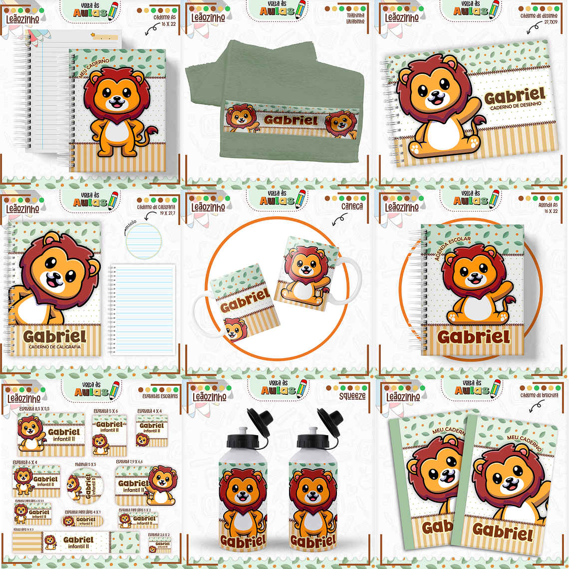 Arquivo Encadernação Kit Escolar - Leãozinho 1