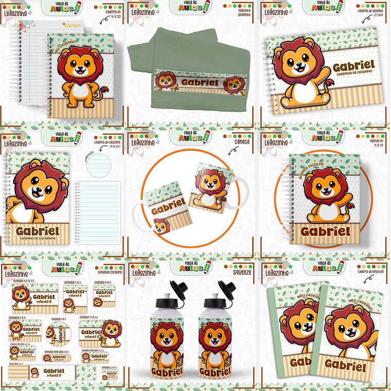 Arquivo Encadernação Kit Escolar - Leãozinho 1