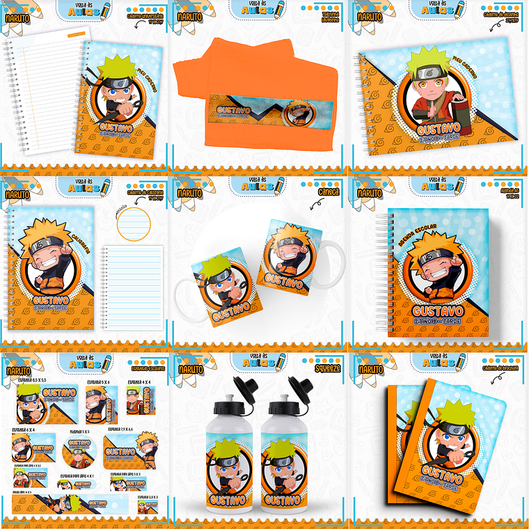 Arquivo Encadernação Kit Escolar - Naruto 1