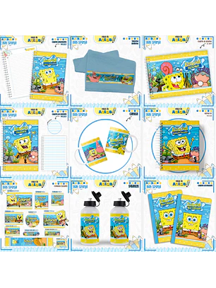 Arquivo Encadernação Kit Escolar - Bob Esponja