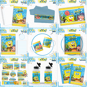 Arquivo Encadernação Kit Escolar - Bob Esponja