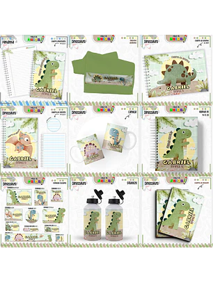 Arquivo Encadernação Kit Escolar - Dino 