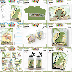 Arquivo Encadernação Kit Escolar - Dino 