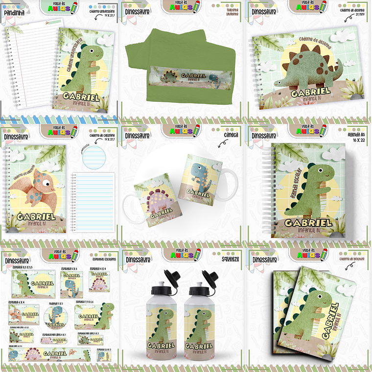 Arquivo Encadernação Kit Escolar - Dino  1