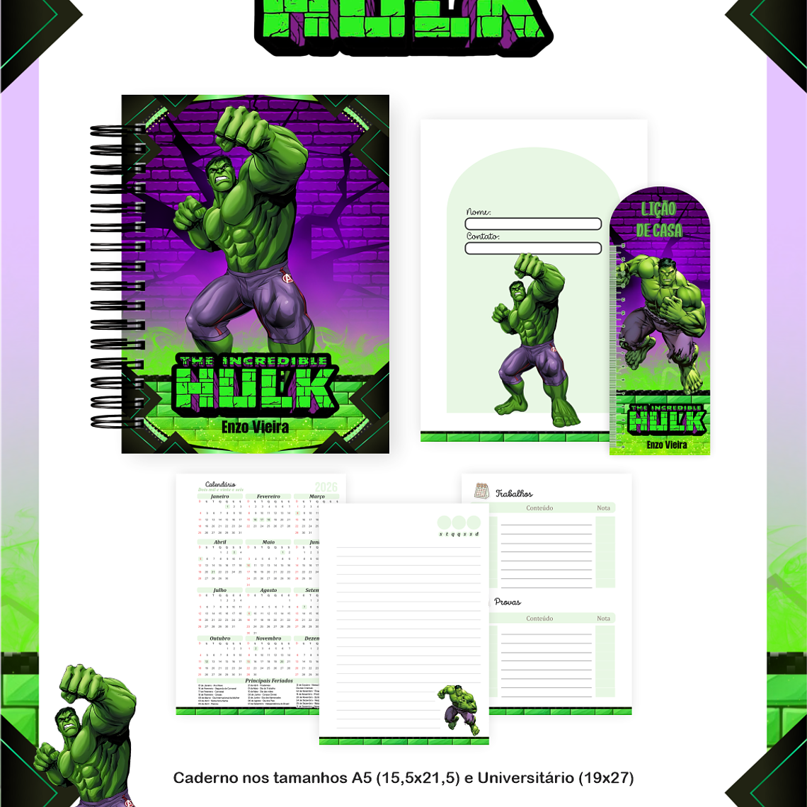Arquivo Encadernação Escolar 2026  -  Hulk 3