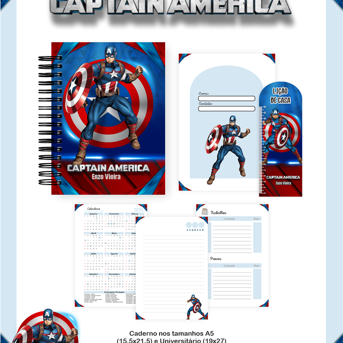 Arquivo Encadernação Escolar 2026  - Capitão América 3