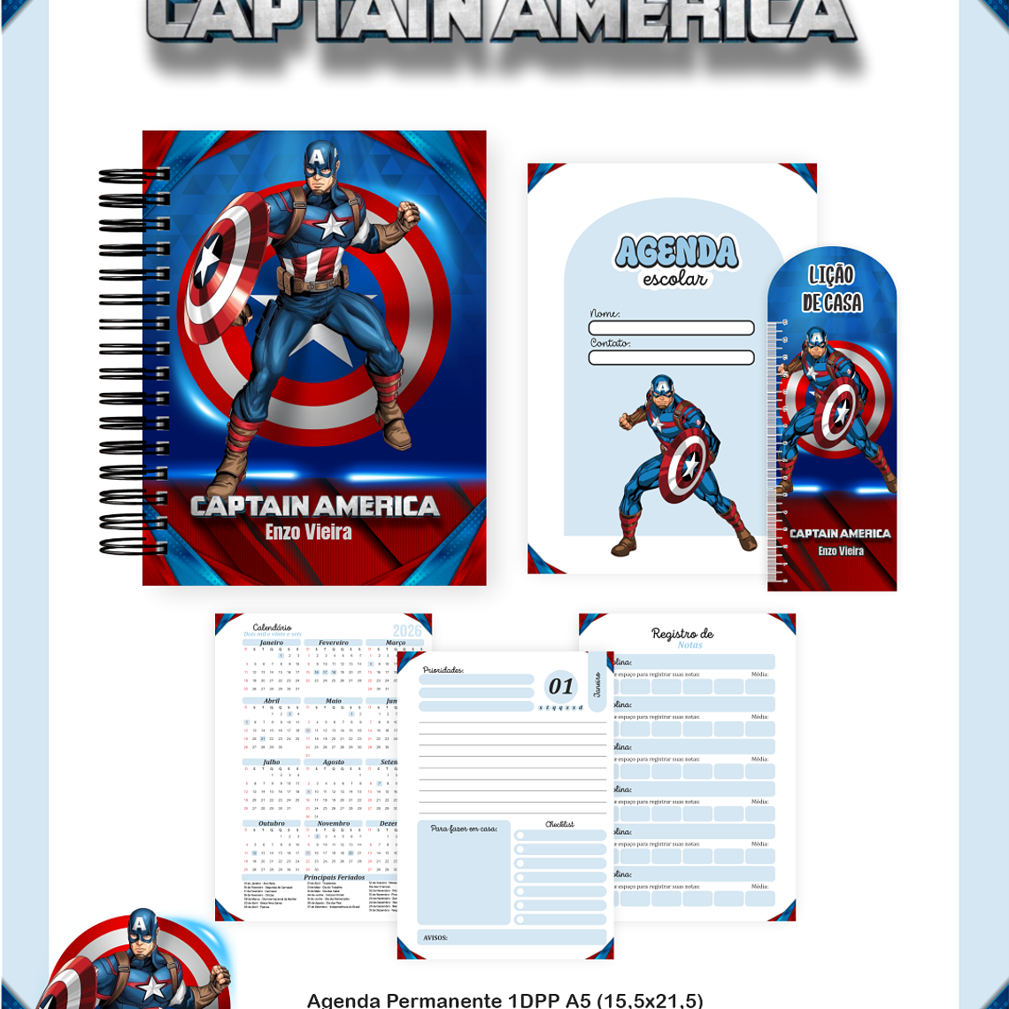 Arquivo Encadernação Escolar 2026  - Capitão América 4