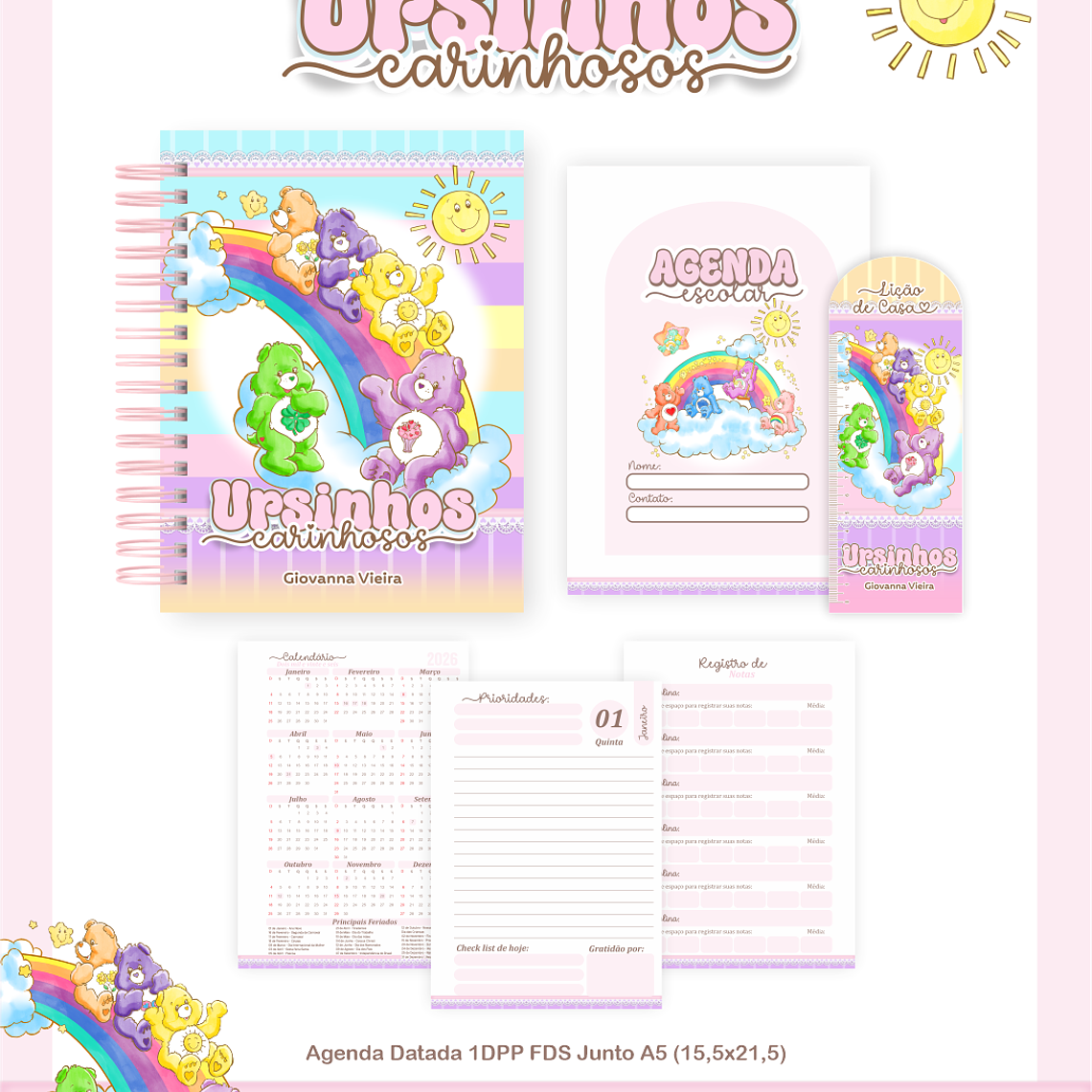 Arquivo Encadernação Escolar 2026  -  Ursinhos Carinhosos 2