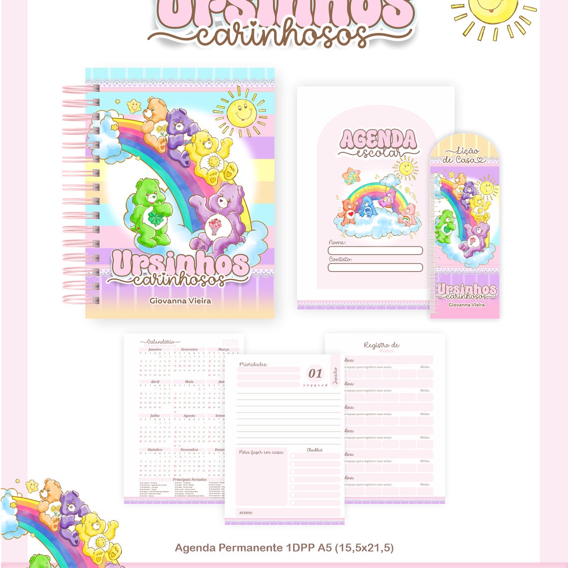 Arquivo Encadernação Escolar 2026  -  Ursinhos Carinhosos 4