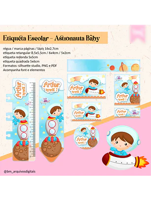 Arquivo Etiqueta Escolar ASTRONAUTA BABY